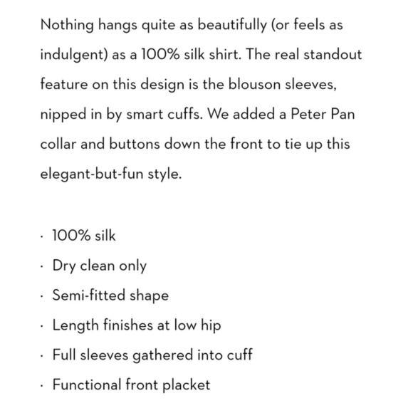 Boden Blouson Sleeve Silk Shirt- cyan NWT - Picture 10 of 12